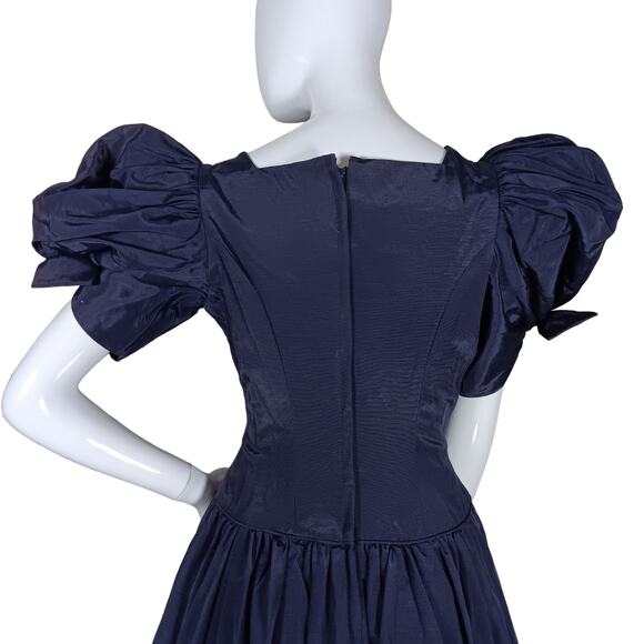 Vintage 90s Prom Dress Size Medium Purple Puffy Short Sleeves Fit and Flare Cut - Picture 10 of 12